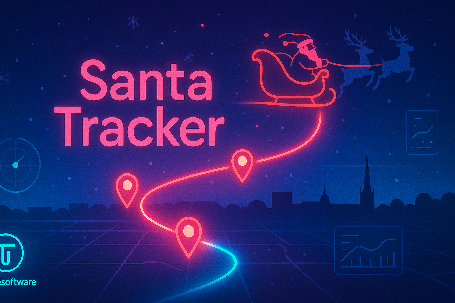 Festive SEO landing with Santa tracker theme and analytics